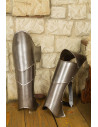 Medieval steel greaves model Vigor