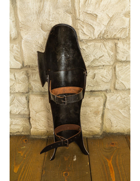 Medieval steel greaves model Vigor