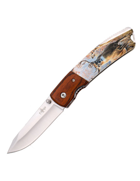 Deer design Hunting Knife, wood and...