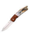 Deer design Hunting Knife, wood and ABS handle (total 19 cm.)