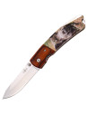 Hunting knife, Wild Boar 1 design, wood and ABS handle (total 19 cm.)