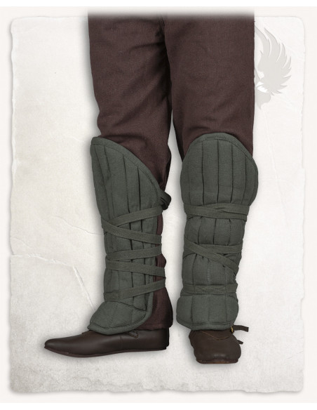 Olive green padded greaves model Farald