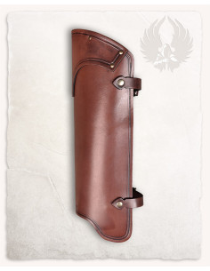 Medieval greaves in brown leather model León 2