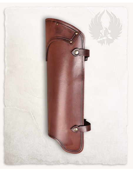 Medieval greaves in brown leather...