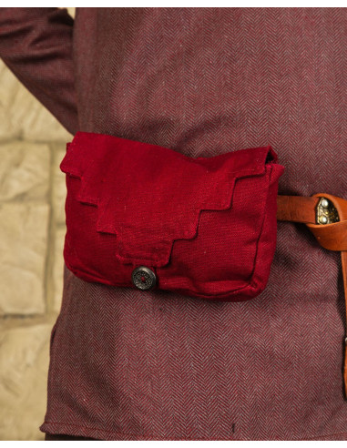 Medieval red cotton belt bag Borchard model