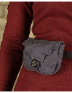 Small medieval belt bag Borchard model, gray cotton