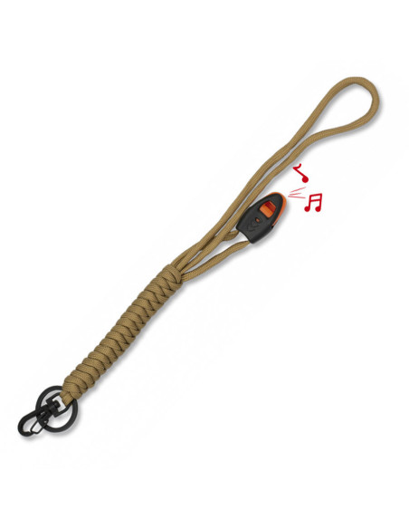 Paracord keychain with whistle, Coyote