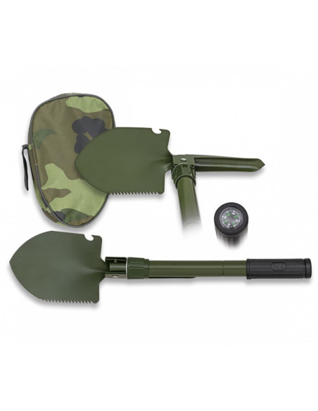 folding shovel with compass