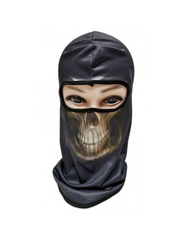 Black skull elasticated hood, Skull