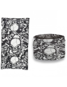 Black-white military neck warmer with skulls