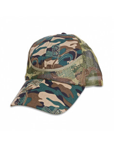 Green camouflage camo cap, adjustable with grid