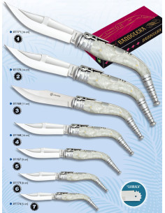 Ratchet bandolier pocketknives, mother-of-pearl imitation...