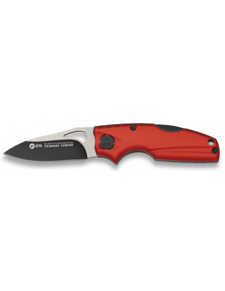 Red EDC K25 pocket knife, with clip