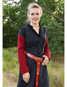 Medieval dress sleeves with pins, red wine red