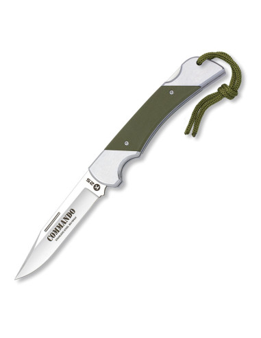 Commando Tactical Knife, steel handle + G10 Green, blade 8.50 cm.