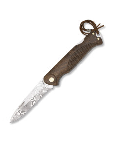Albainox pocket knife with decorated blade and wooden handle