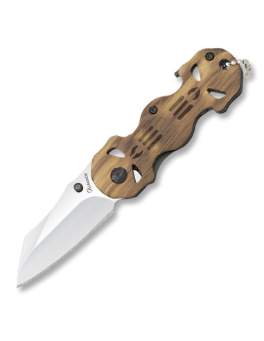 Skull wooden handle penknife, 6 cm.