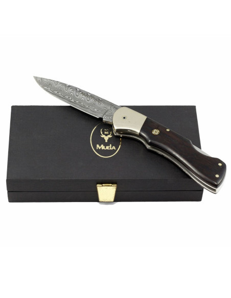 Locking knife with damascus steel blade