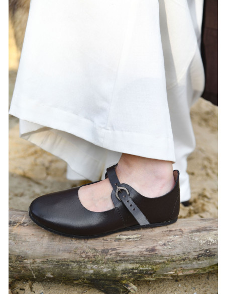 Medieval women's shoe Latchet, brown...