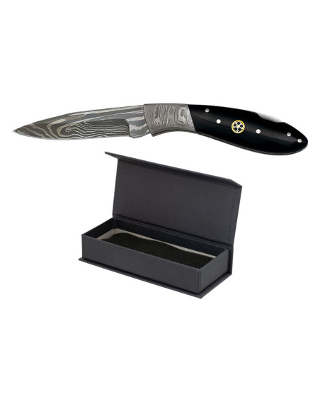 Black Damascus steel knife, 312 layers