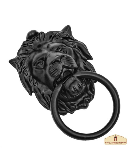Wrought iron lion door knocker
