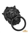 Wrought iron lion door knocker