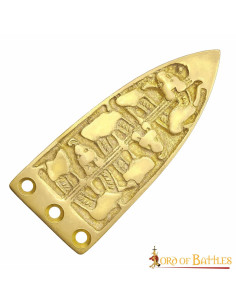 Decorative viking belt tip in brass