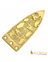 Decorative viking belt tip in brass