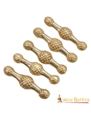 Set of 5 brass-plated medieval ornaments for belt