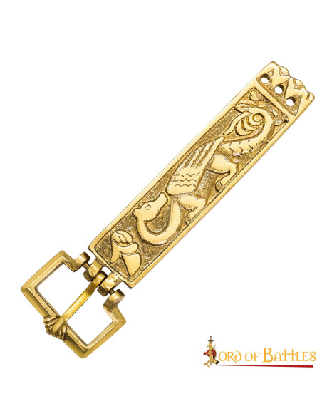 Long brass viking belt buckle