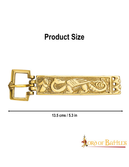 Long brass viking belt buckle
