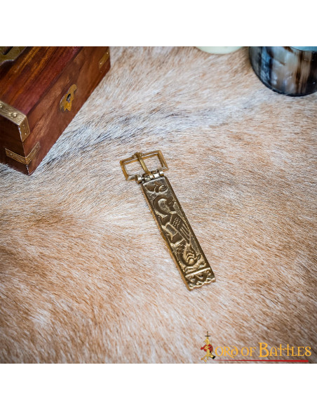 Long brass viking belt buckle