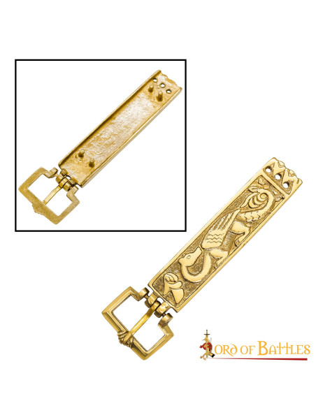 Long brass viking belt buckle