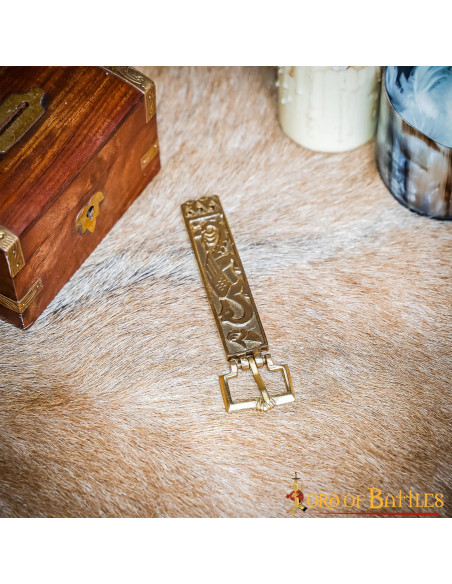 Long brass viking belt buckle