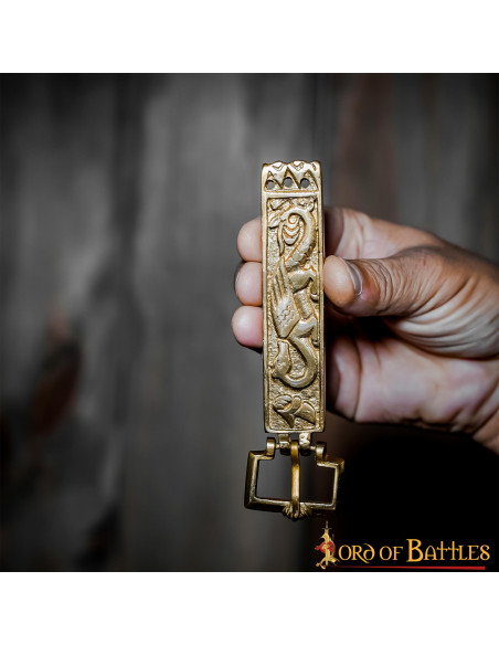 Long brass viking belt buckle