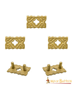 Set of 5 brass-plated medieval clovers for belt 2