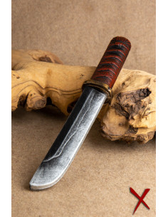 Red throwing knife, tanto type, for LARP