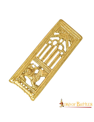 Medieval decorative brass lion accessory for belt