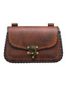Medieval Sorcerer's bag, fanny pack type, in leather - brown