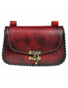 Bag of the Medieval Sorcerer, type fanny pack, in leather - Garnet