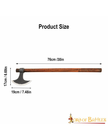 Long Viking ax with carbon steel head