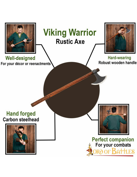 Long Viking ax with carbon steel head