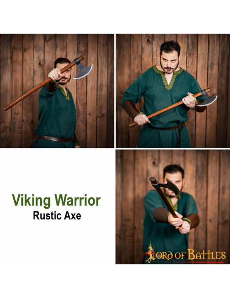 Long Viking ax with carbon steel head