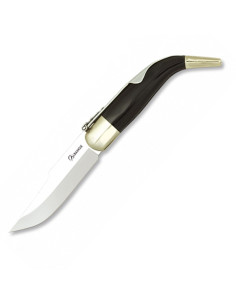 Classic black handle knife with billet and curved handle... 2