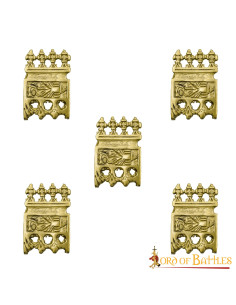 Set of 5 brass-plated Viking and medieval ornaments for...