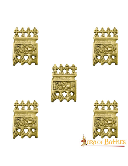 Set of 5 brass-plated Viking and...