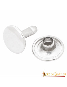 Set of 100 buttons, rivet type, in nickel