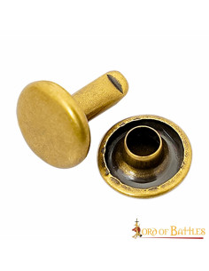 Set of 100 buttons, rivet type, in brass