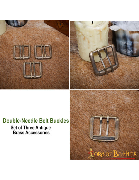 Set of 3 vintage double-needle belt... Set of 3 vintage double-needle belt...