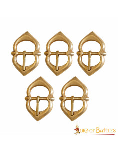 Set of 5 brass buckles for armor straps